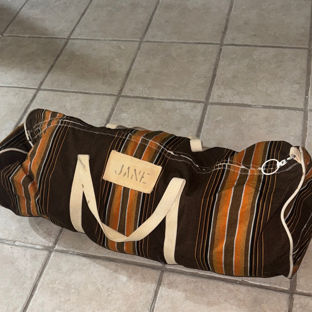 1960’s striped xl duffle bag